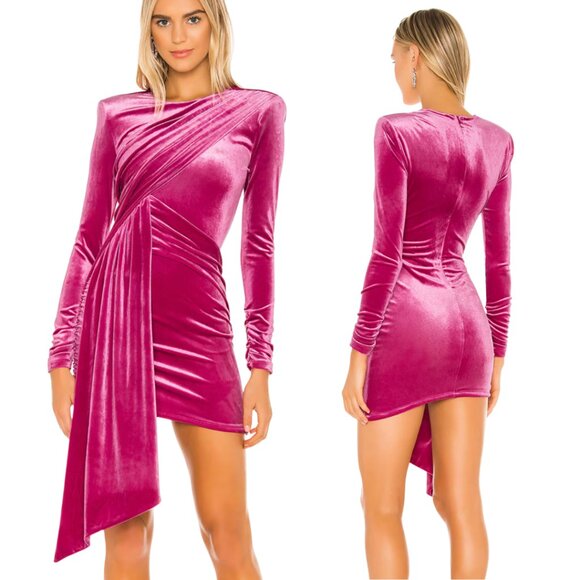 Michael Costello X Revolve "Hollie" Velvet Long Sleeve Mini Dress (S) NWT - Picture 1 of 10